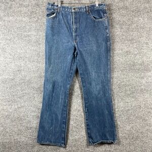 VTG Sheplers Jeans Mens 35x32 Blue Denim Straight Leg Dark Wash Western 90s USA